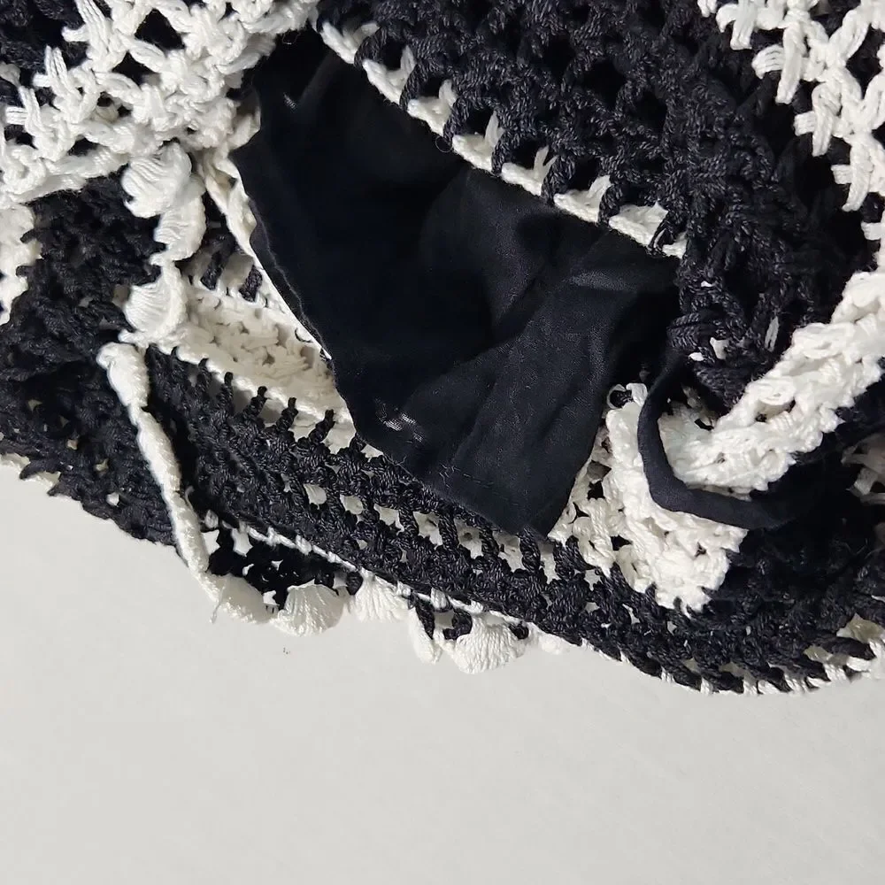 Boston Proper Black and white crochet long Beach Skirt 28